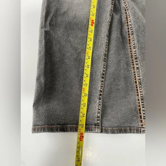 H&M Divided Black Denim Maxi Skirt High Waisted Column Front Vent Size 2 - Picture 11 of 11